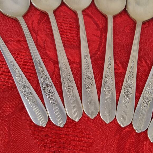 10X Silver Plate Teaspoons Nobility Plate Royal Rose Oneida - Picture 6 of 15